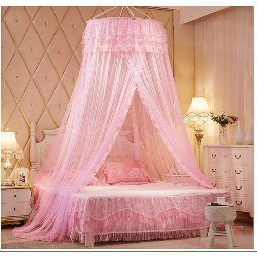 4*6 & 5*6 Round Top Hanging Mosquito Net - Pink
