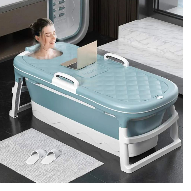 Foldable Adult Bathtub with Cover, Portable Bathtub, Steaming Bucket, Folding Bathtub, Adult Mobile Bathtub, Plastic Folding Thick Bathtub