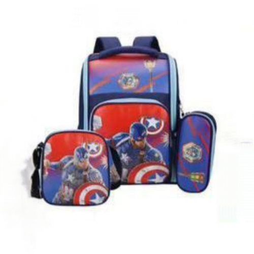 Happile Hard Shell Three Piece Schoolbag Backpack Consist of School Bag,Sling Bag and Pencil Pouch with Kids Favorite Character- Multicolor