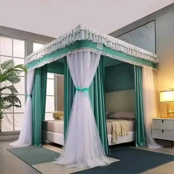 luxury Mosquito Net 4 stands with Curtains-Green