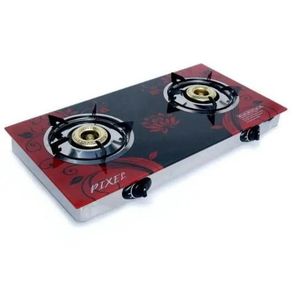Pixel 2 Burner Tempered Glass Gas Stove With Automatic Ignition
