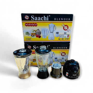 Saachi Blender 3 In 1 Glass And Plastic Jar 1.6 Litres -Black